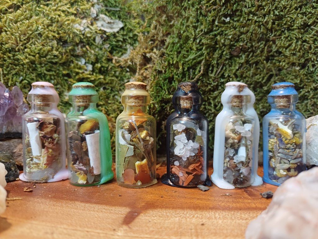 Miniature spell jar collection. Altar gifts, trinkets