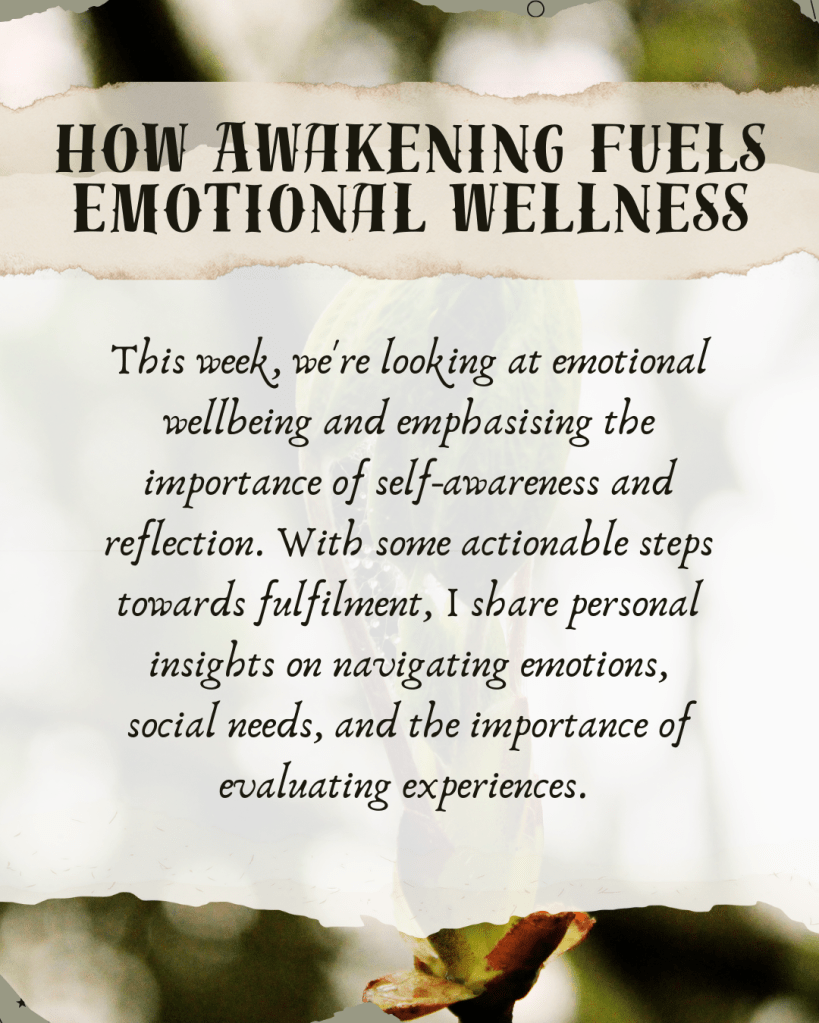 This week, we're looking at emotional wellbeing and emphasising the importance of self-awareness and reflection. With some actionable steps towards fulfilment, I share personal insights on navigating emotions, social needs, and the importance of evaluating experiences. 